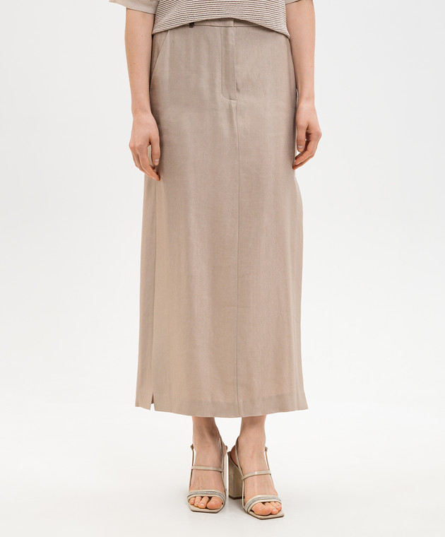 Peserico Бежева спідниця з льоном P05143Z01921 зображення 3
