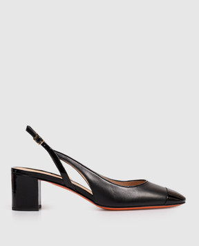 Santoni Чорні шкіряні слінгбеки з фігурними вирізами WDNC71546HA2NOGO