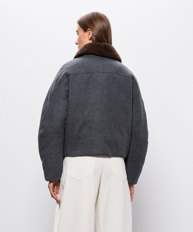 Brunello Cucinelli Серый пуховик из шерсти и кашемира MB1623800 изображение 4