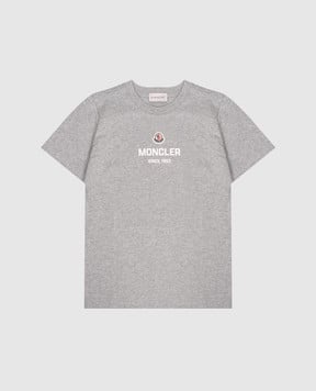 Moncler ENFANT Детская серая футболка с контрастным логотипом L29548C0001189AFV