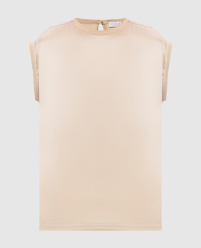 Brunello Cucinelli Бежевий топ із шовку MPC59EH500