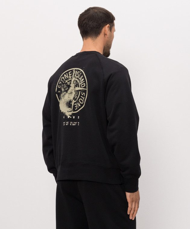 Stone Island Чорний світшот з принтом логотипа L2S156100008S0466 зображення 4