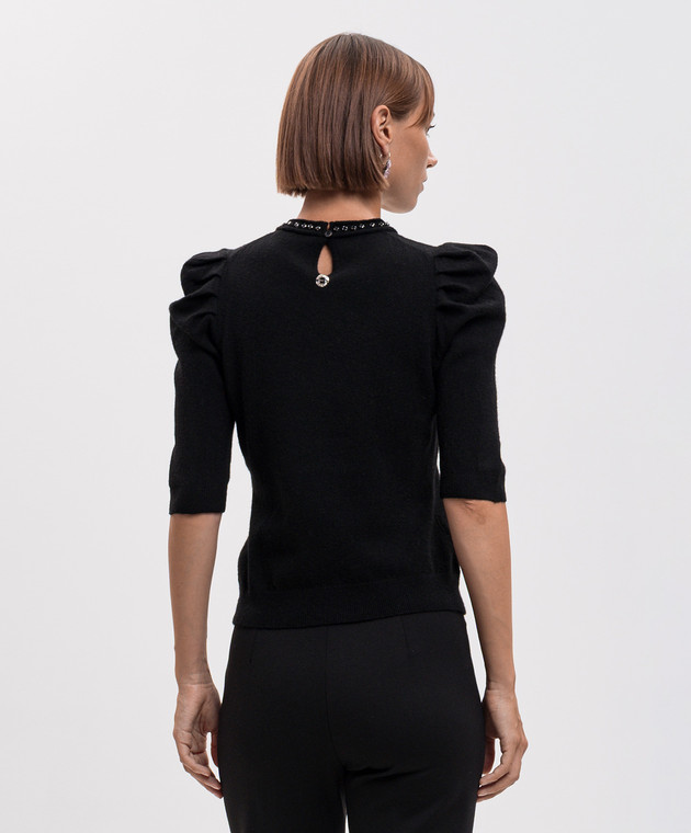 Twinset Чорний топ з кристалами 262AP3171 зображення 4