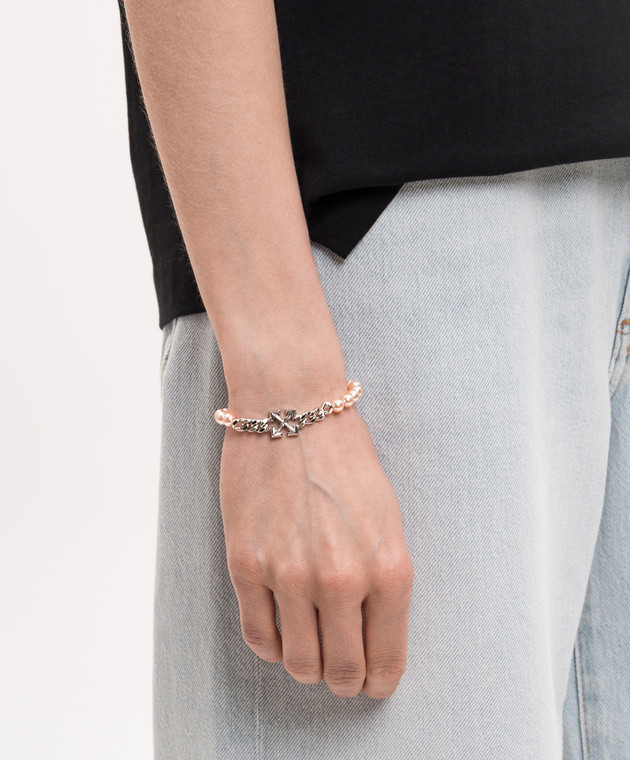 Off-White Розовый браслет с бусинами и логотипом Arrow OWOA12WS26MET001 изображение 2