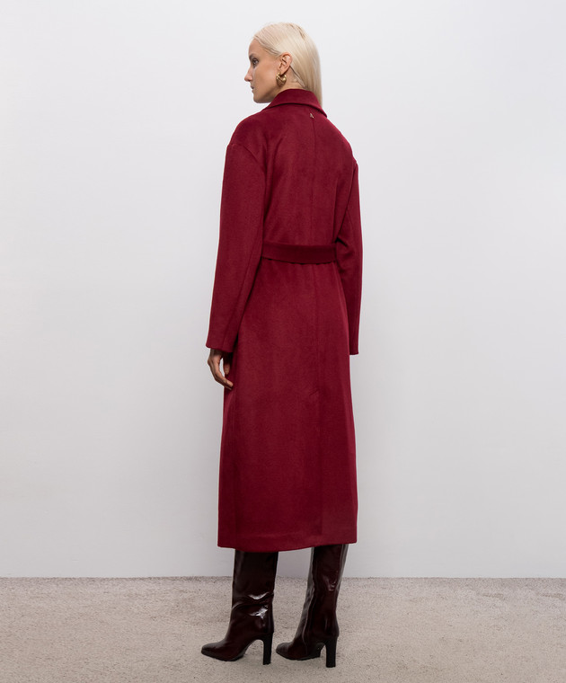 Twinset Бордовое двубортное пальто с шерстью 262AP2140 изображение 4