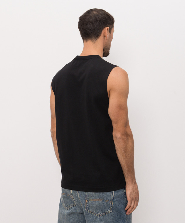 Balmain Черная майка с контрастной вышивкой HH1EC025BD10 изображение 4