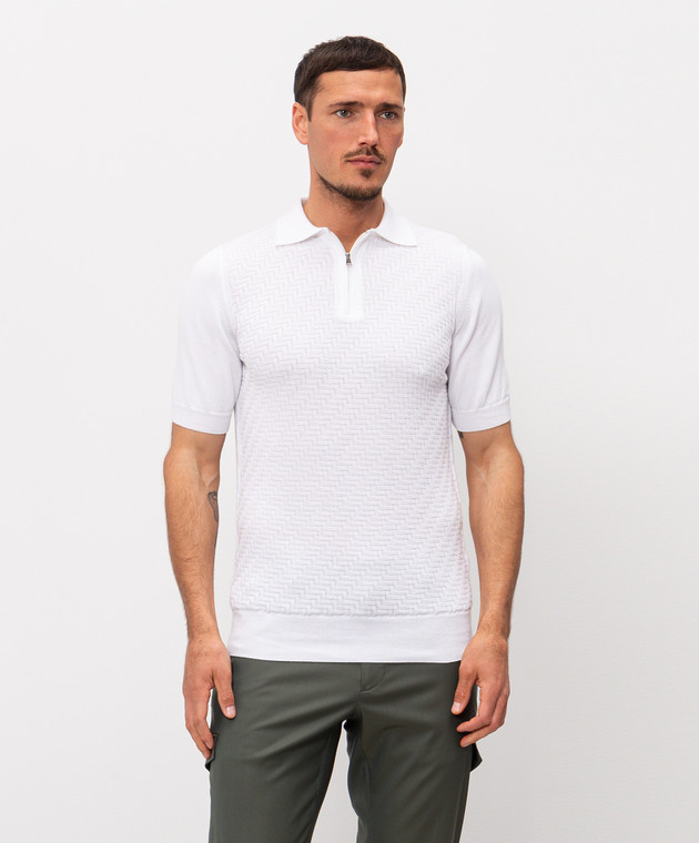 Cashmere&Whiskey Біле поло з тканим візерунком DOP267 зображення 3