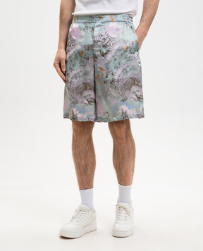 Off-White Голубые шорты в принт 44XCB092S26F004