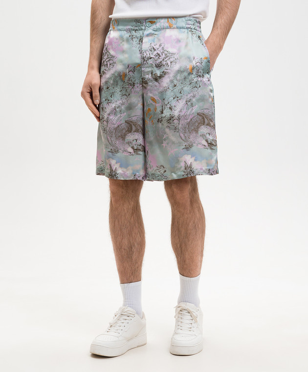 Off-White Блакитні шорти в принт 44XCB092S26F004 зображення 3