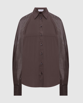 Brunello Cucinelli Коричневая блуза с цепочкой мониль M0091MO516