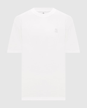 Brunello Cucinelli Белая футболка с принтом эмблемы M0B138440