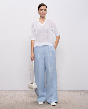 Peserico Білий ажурний топ з ланцюжком моніль S99110F0709234