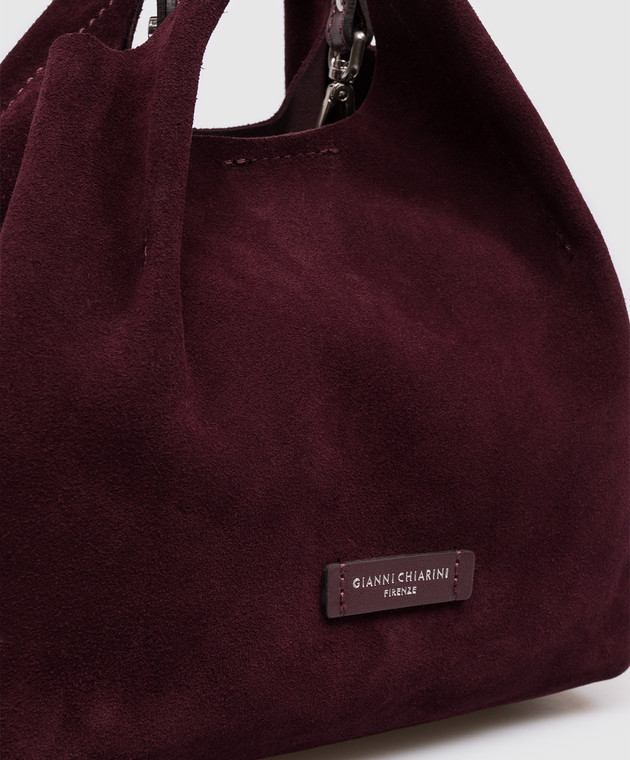 Gianni Chiarini Бордовая замшевая сумка-тоут Dua BS9799CMPL изображение 4