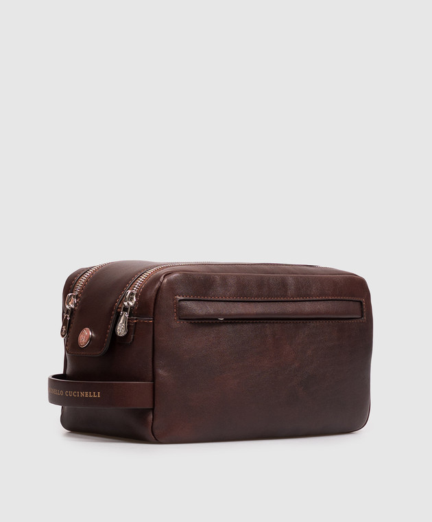 Brunello Cucinelli Коричневый кожаный несесер MWCIBU334 изображение 3
