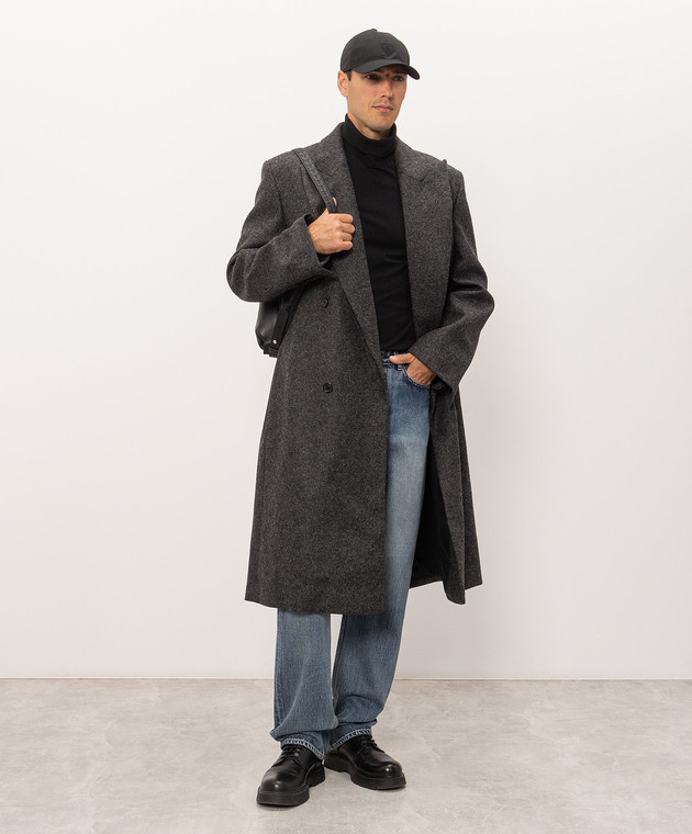 JW Anderson Серое двубортное пальто Crombie из шерсти CO0354PG1872 изображение 2