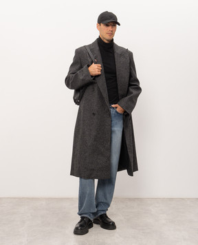 JW Anderson Серое двубортное пальто Crombie из шерсти CO0354PG1872
