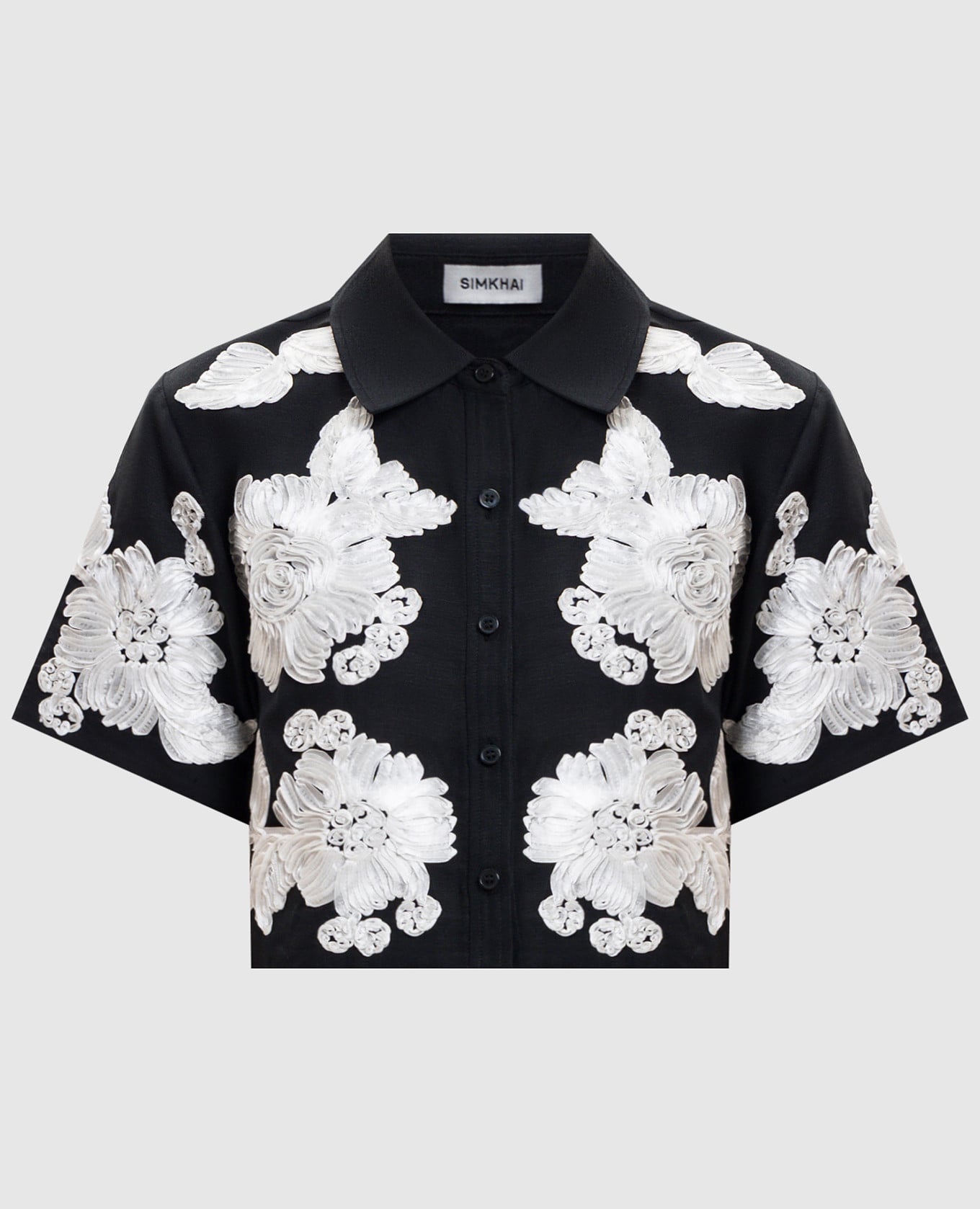 Черная укороченная рубашка Callie Soutache с льном