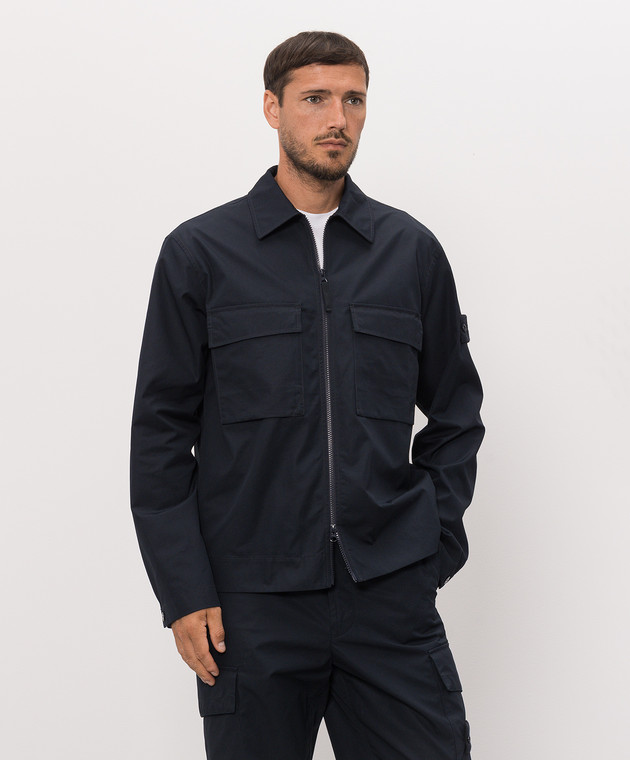 Stone Island Синяя куртка в стиле рубашки L2S151200018S0F01 изображение 3