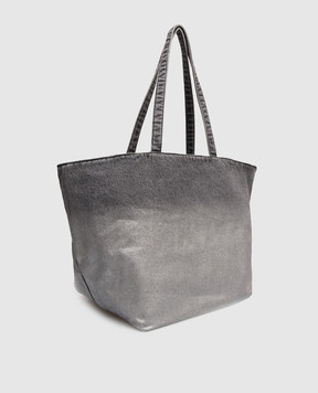 Alexander Wang Серая джинсовая сумка-тоут Punch Tote с фактурным логотипом 20126T04T