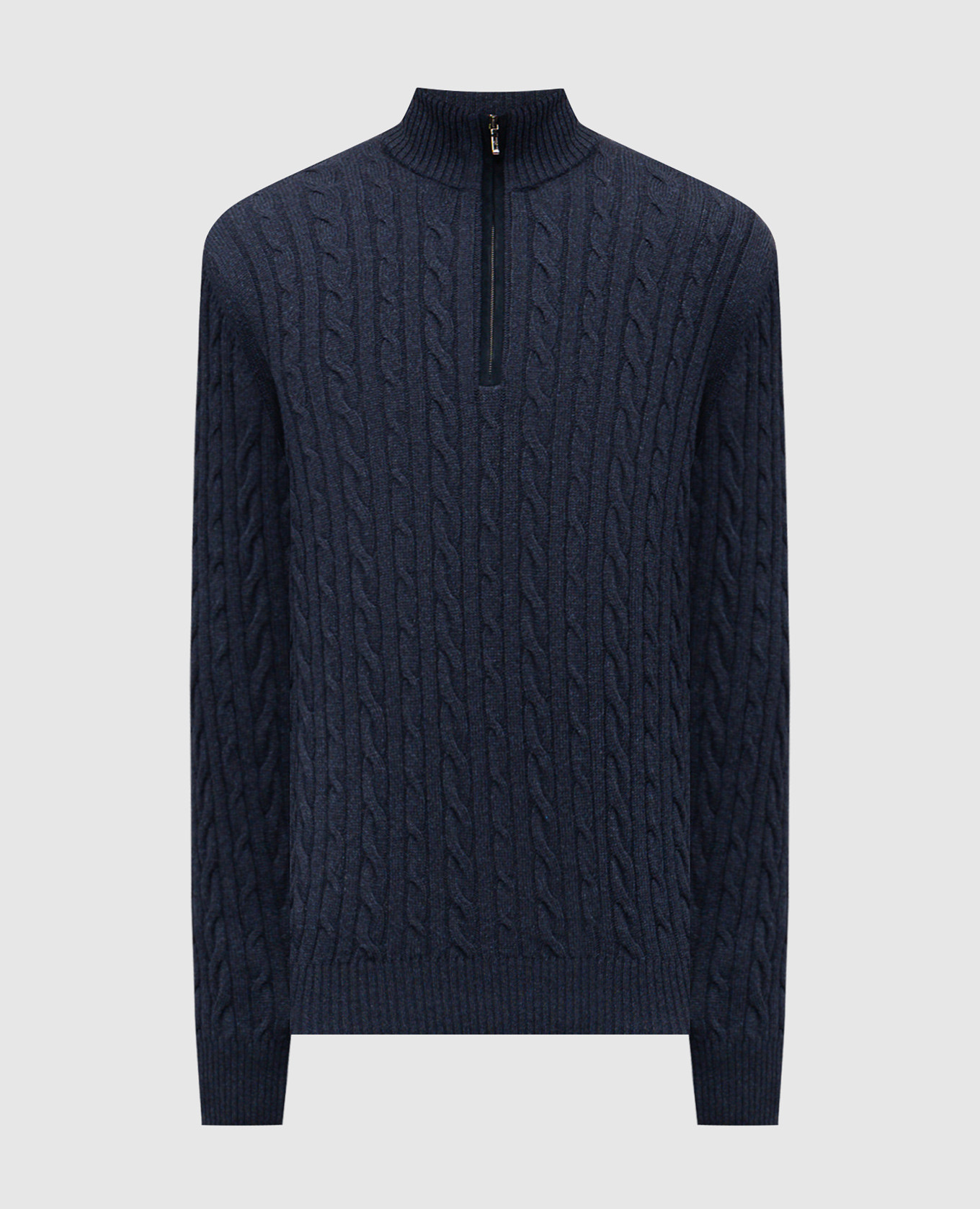 

Синий свитер из кашемира с фактурным узором, Свитера