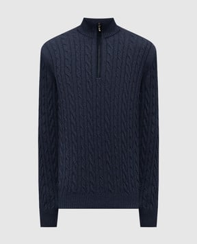 Loro Piana Синій светр з кашеміру з фактурним візерунком FAD7358