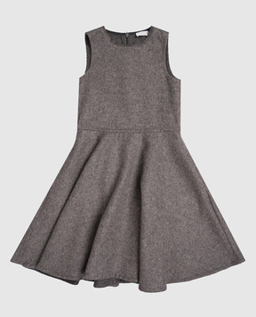 Brunello Cucinelli Детское серое платье из шерсти с цепочкой мониль BD565A407C