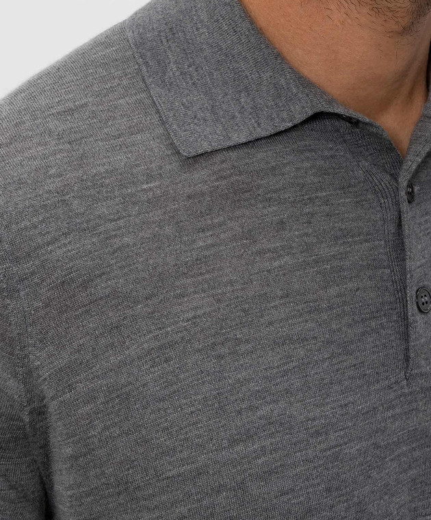 Brunello Cucinelli Серое поло из кашемира и шерсти M2400295 изображение 4
