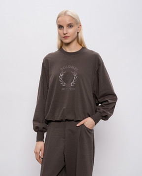 Brunello Cucinelli Коричневий світшот з брендовим принтом MH827HZ500