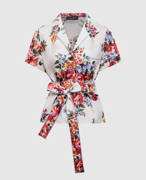 Dolce&Gabbana Біла блуза із шовку в принт F5S23TIS11I