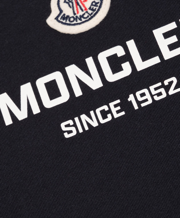 Moncler ENFANT Дитяча синя футболка з контрастним логотипом L29548C0001189AFV зображення 3