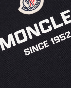 Moncler ENFANT Детская синяя футболка с контрастным логотипом L29548C0001189AFV