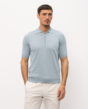 Bilancioni Блакитне поло в перфоровану смужку BE26M5PZF5