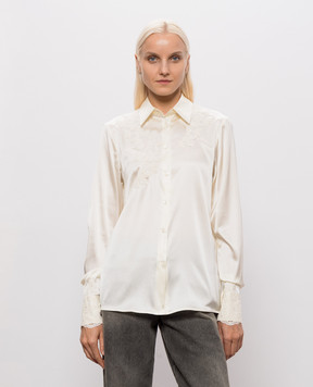 Ermanno Scervino Life Блуза цвета айвори из шелка с кружевом D494K606TBW