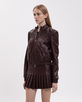 Alexander McQueen Бордовая кожаная куртка 876455Q5ARX