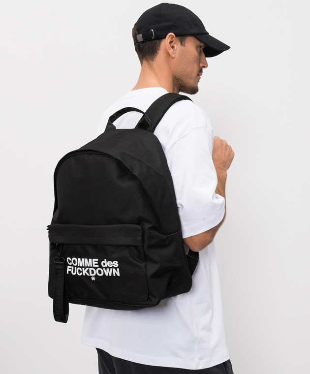 Comme des Fuckdown Чорний рюкзак з контрастним принтом логотипа FAS6CFACX00271 зображення 2
