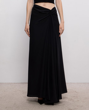 Alexander McQueen Чорна спідниця максі із шовку асиметричного крою 876822QBADT