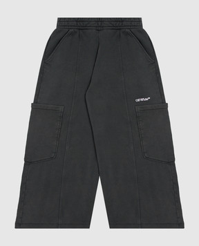 Off-White Детские серые спортивные брюки с контрастным принтом 44BCH00DF26F004