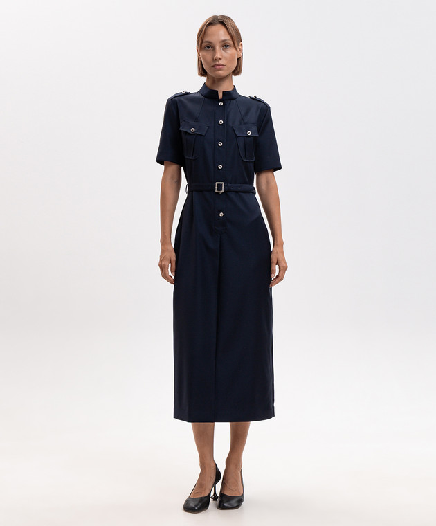Alexander McQueen Синее платье из шерсти 871708QJAGA изображение 3