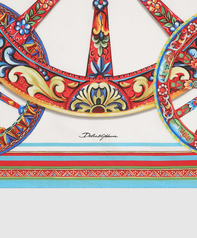 Dolce&Gabbana Біла хустка із шовку в брендовий принт FN090RGDDU5 зображення 3
