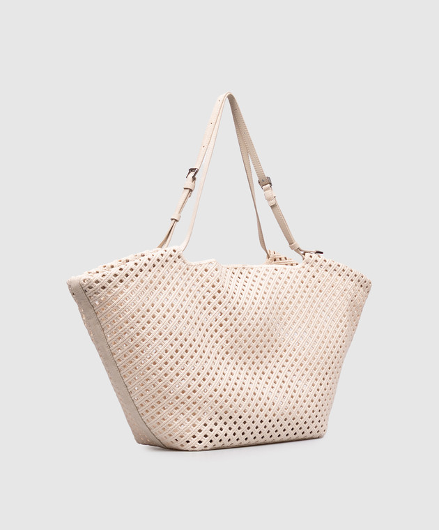 Brunello Cucinelli Ажурная сумка-тоут цвета айвори Sartorial MBRRD2794P изображение 3