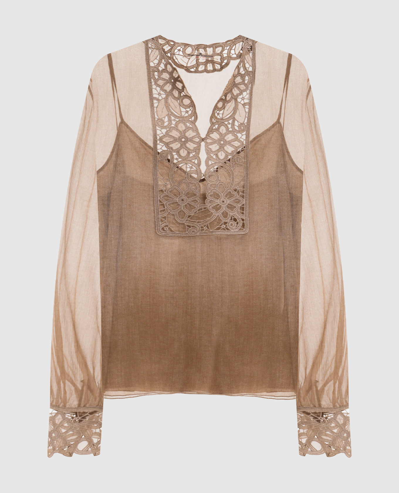 Коричнева блуза із шовку
