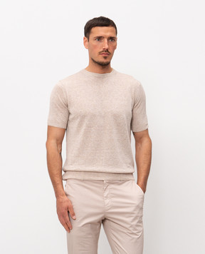 Cashmere&Whiskey Бежевая футболка с леном MS003