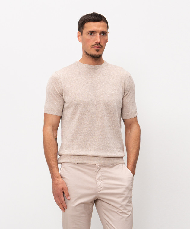 Cashmere&Whiskey Бежевая футболка с леном MS003 изображение 3