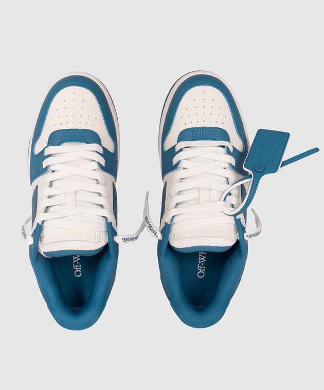Off-White Синие кожаные кроссовки Out Of Office OF05725101 изображение 4