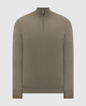 Canali Джемпер кольору хакі з вовни MK01149C0015