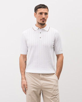 Peserico Біле поло в рубчик з бавовни R59490F189173R