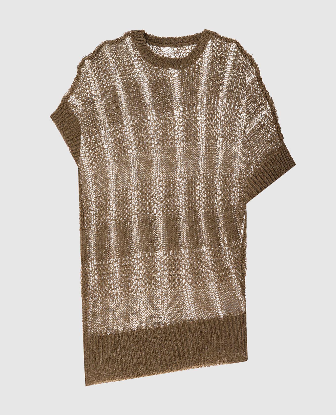 

Удлиненный ажурный свитер цвета хаки, Свитера