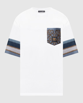 Dolce&Gabbana Біла футболка із шовком з принтом G8SB2TG7PZK