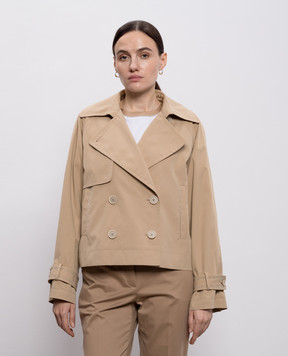 Peserico Бежевий укорочений двобортний тренч з ланцюжком A2511903184