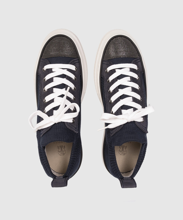 Brunello Cucinelli Сині кеди з ланцюжком моніль MZ35G2650 зображення 4